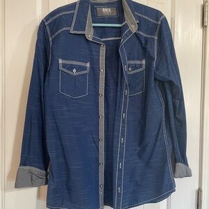 BKE Navy and Gray Striped Shirt